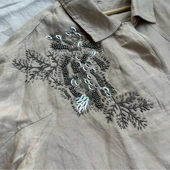Beige Embellished Shirt - Picture 4 of 8